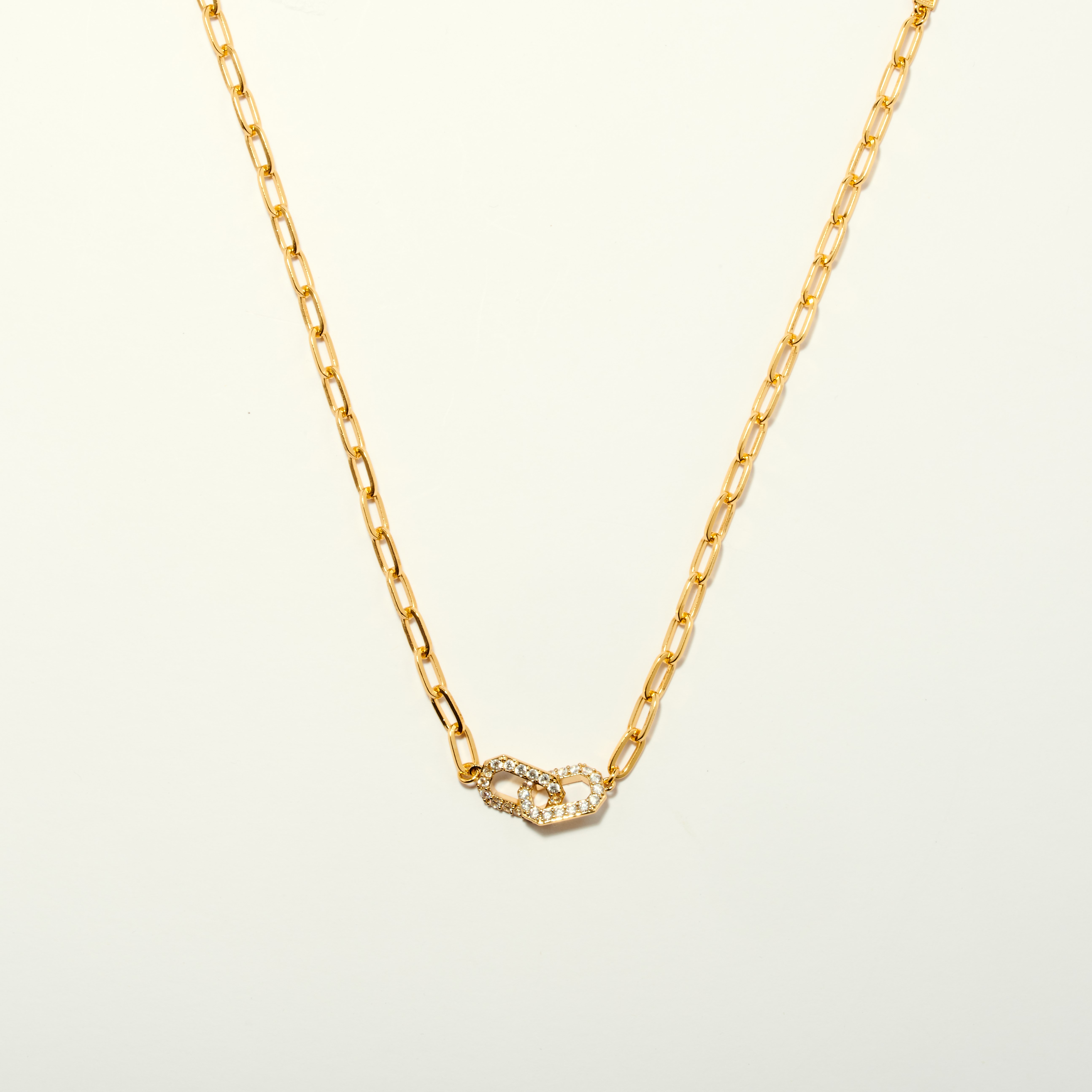 COMMITMENT PAVE GOLD LINK NECKLACE