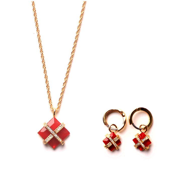 RED SANTA EARRINGS &amp; NECKLACE